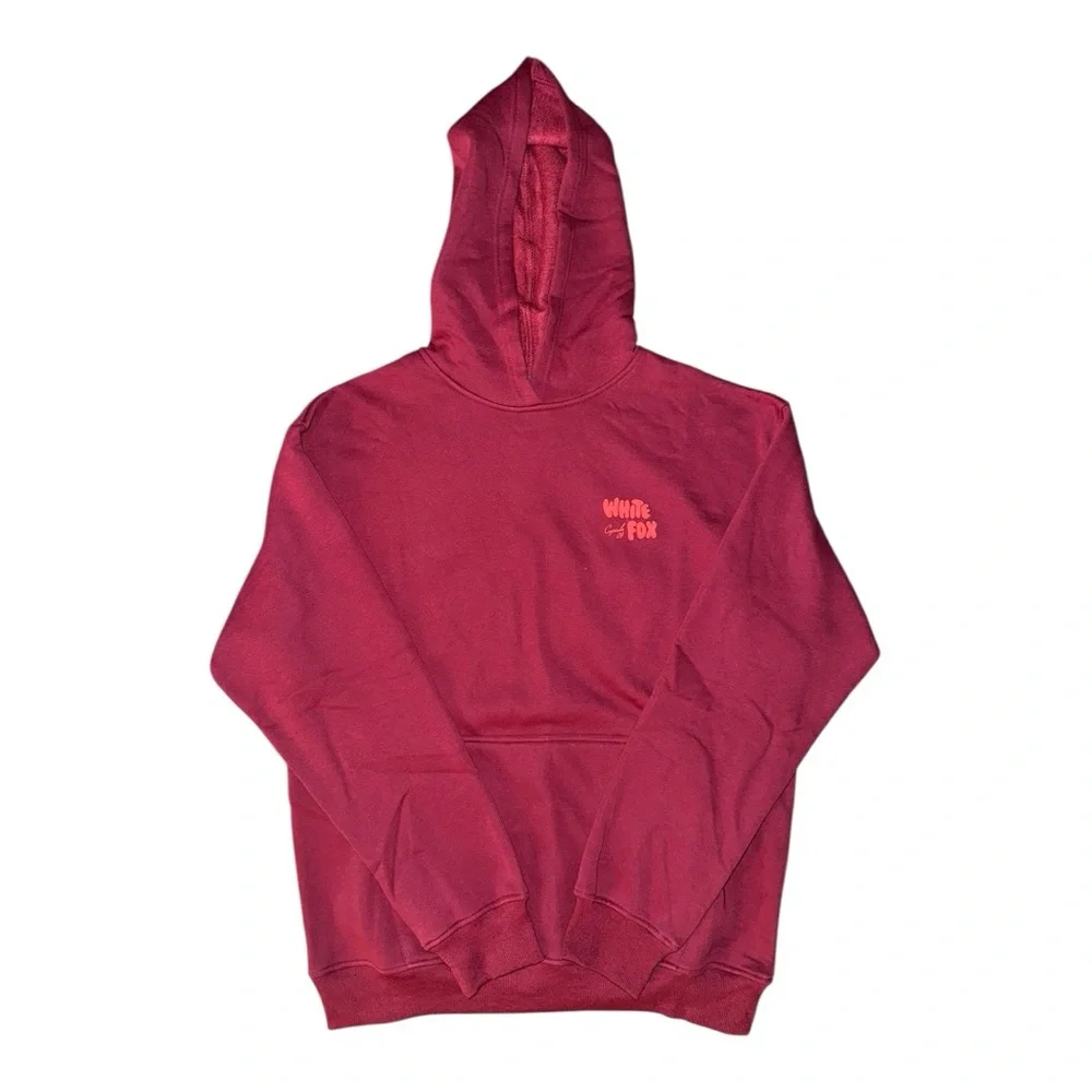 White Fox Boutique Capsule 9 Star Of The Moment Oversized Hoodie Burgundy S/M NW - Picture 2 of 4